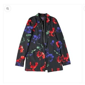 Long Tall Sally Black Blazer with Red and Blue Floral Design